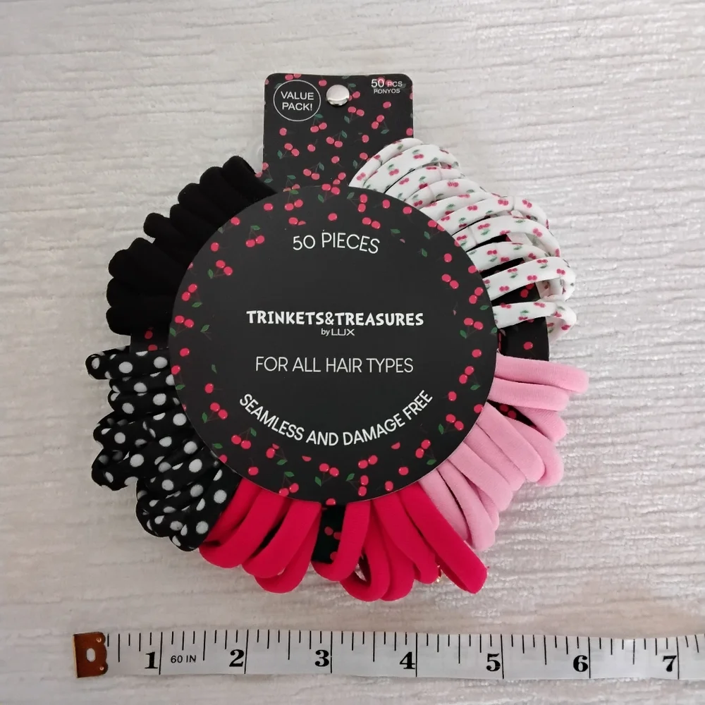 LUX 50 Pk Wreath Of Non Damaging Hair Ties 5 Colors
